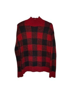 𝅺Buffalo Plaid Soft Mock Neck Sweater Cozy Size Medium